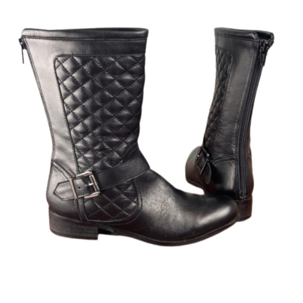 Vaneli Short Quilted Moto Boot Black Size 5.5